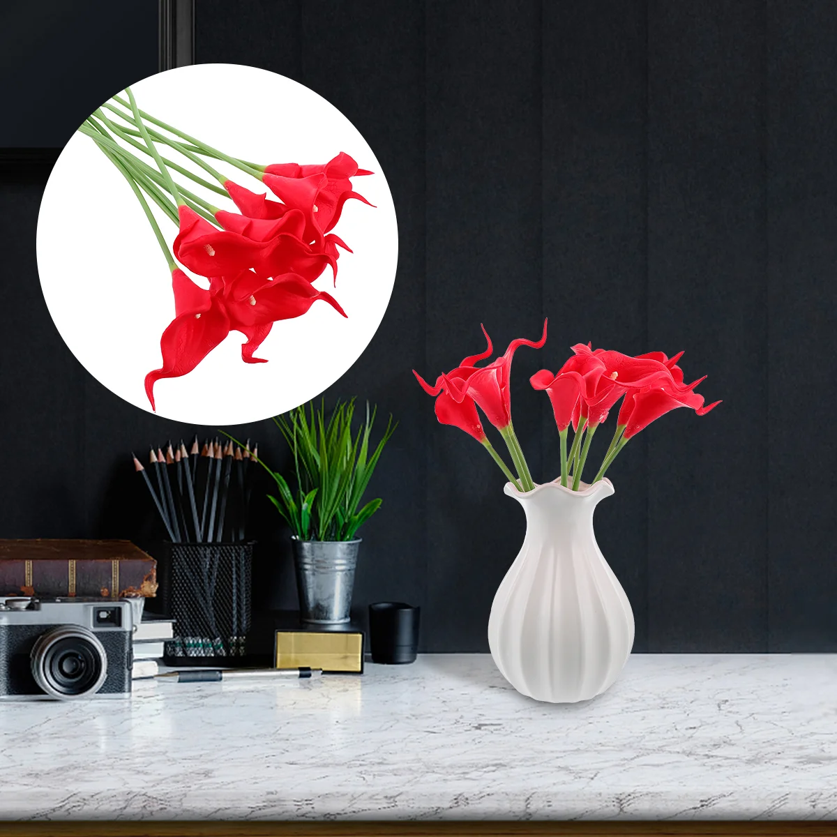 10 Pcs Artificial Calla Lily Flower Faux Arrangements Fake Ornament Decorations Iron Wire Bride Scene Layout Prop
10 Pcs Artificial Calla Lily Flower Faux Arrangements Fake Ornament Decorations Iron Wire Bride Scene Layout Prop