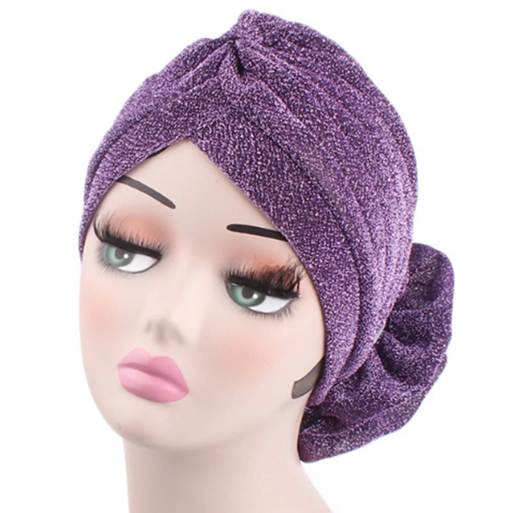 

Muslim Hat Women Bling Gold Silk Knot Twist Turban Cap Warm Casual Headwear Indian Ladies Bandanas Cap Hair Accessories