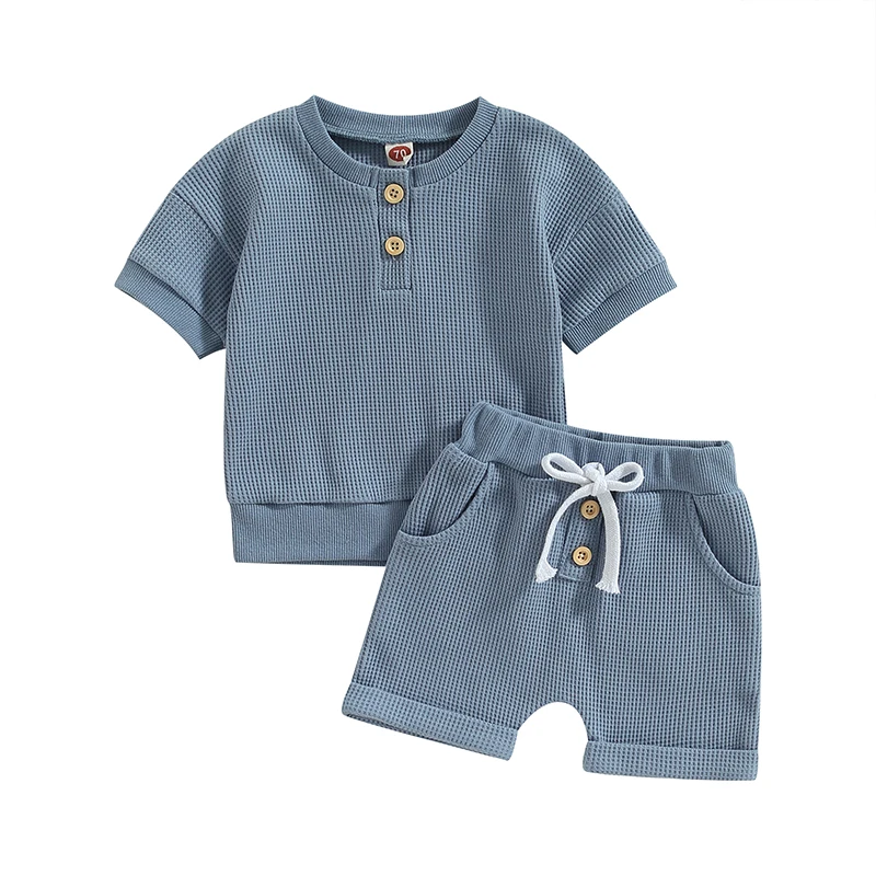 2PCS Summer Toddler Baby Boy Girl Clothes Set Unisex Waffle Solid Short Sleeve Tops Pocket Drawstring Shorts Outfits
2PCS Summer Toddler Baby Boy Girl Clothes Set Unisex Waffle Solid Short Sleeve Tops Pocket Drawstring Shorts Outfits