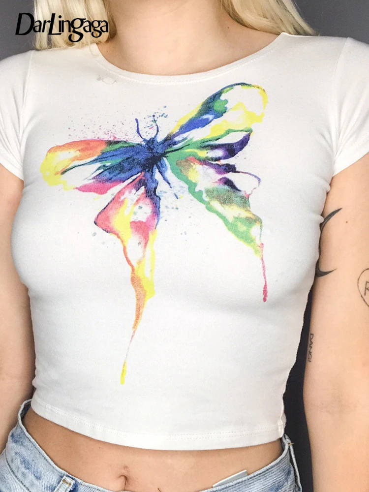 Darlingaga White Summer Crop Top Graphic Baby Tee Casual Tie Dye Butterfly Printing Cute T-shirts for Women Bodycon Casual Cloth
Darlingaga White Summer Crop Top Graphic Baby Tee Casual Tie Dye Butterfly Printing Cute T-shirts for Women Bodycon Casual Cloth