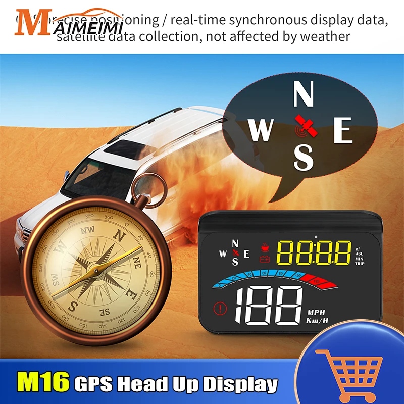 2023 M16 HUD автомобильный GPS-дисплей GPS-датчик цифровой спидометр проектор скорости