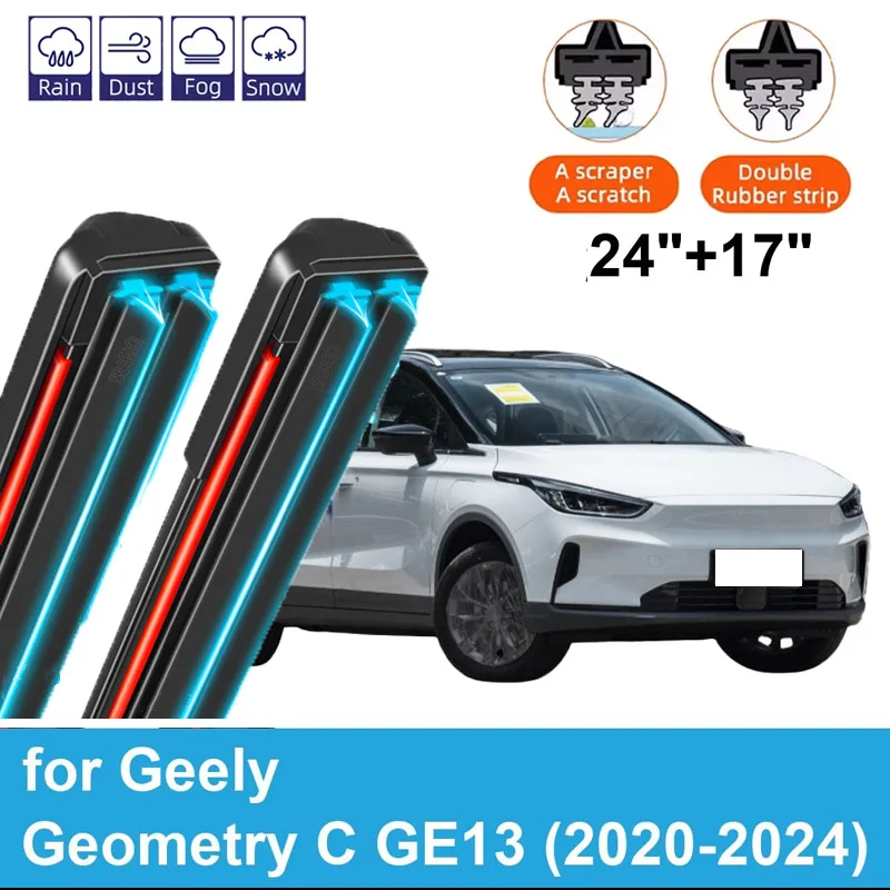Автомобильный дворник для Geely Geometry C GE13 2020-2024 24 "+ 17" передние и задние щетки стеклоочистителя, аксессуары для резаков 2021 2022 2023 2024
Автомобильный дворник для Geely Geometry C GE13 2020-2024 24 "+ 17" передние и задние щетки стеклоочистителя, аксессуары для резаков 2021 2022 2023 2024