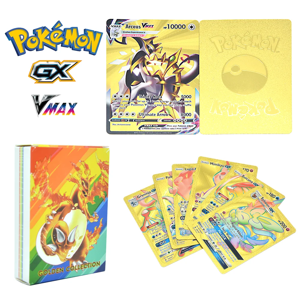 

Pokemon Anime 55pcs Collection Vstar Vmax GX 10000HP English Spanish Mewtwo Mew Pikachu Charizard Trainer Series Cards Gifts Toy