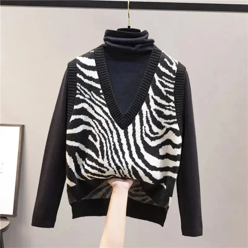 Women's Vest Two Piece Set Sweaters Autumn Winter Pullover Suit Striped Loose V-Neck Korean Fashion Free Shipping
Women's Vest Two Piece Set Sweaters Autumn Winter Pullover Suit Striped Loose V-Neck Korean Fashion Free Shipping