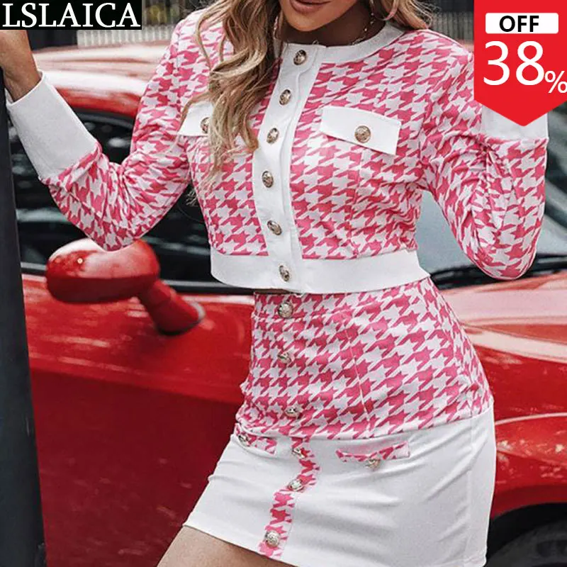Houndstooth 2 Piece Sets Commute Elegant Casual Clothes Fashion Splicing Long-sleeved Sexy Suit Dress with Hips for Women Autumn
Houndstooth 2 Piece Sets Commute Elegant Casual Clothes Fashion Splicing Long-sleeved Sexy Suit Dress with Hips for Women Autumn