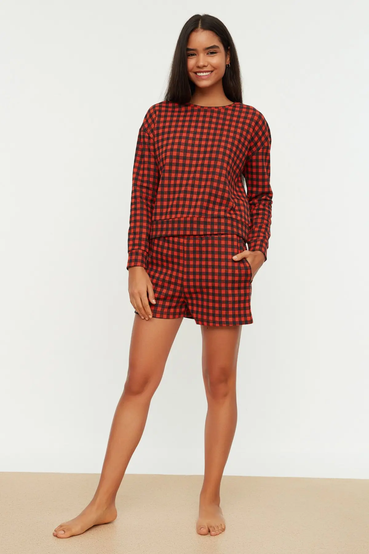 Women's Pajamas Claret Red Plaid Knitted Sleep Lounge Pajamas Nightwear Sleepwear Night Suit Casual Home Clothing
Women's Pajamas Claret Red Plaid Knitted Sleep Lounge Pajamas Nightwear Sleepwear Night Suit Casual Home Clothing