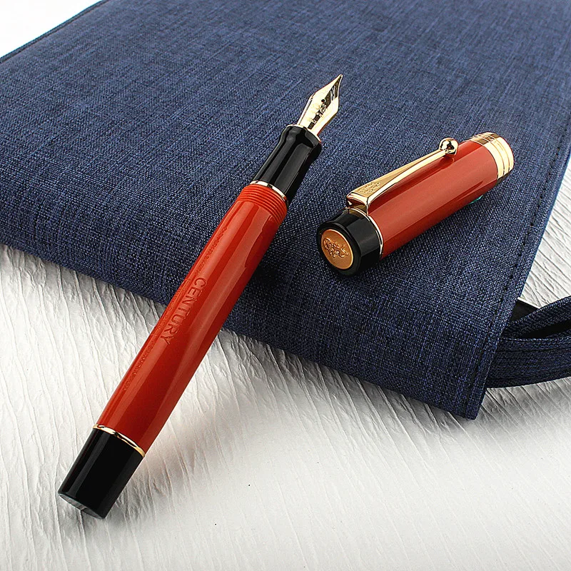 

Jinhao 100 Centennial Resin Fountain Pen Red with Jinhao Logo EF/F/M/Bent Nib Converter Writing Business Office Gift Ink Pen