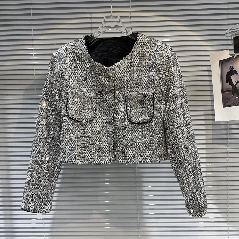 BORVEMAYS 2023 Autumn New Pockets O Neck Diamonds Single-breasted Long Sleeve Patchwork Sequins Temperament Tweed Jacket WZ5527
BORVEMAYS 2023 Autumn New Pockets O Neck Diamonds Single-breasted Long Sleeve Patchwork Sequins Temperament Tweed Jacket WZ5527