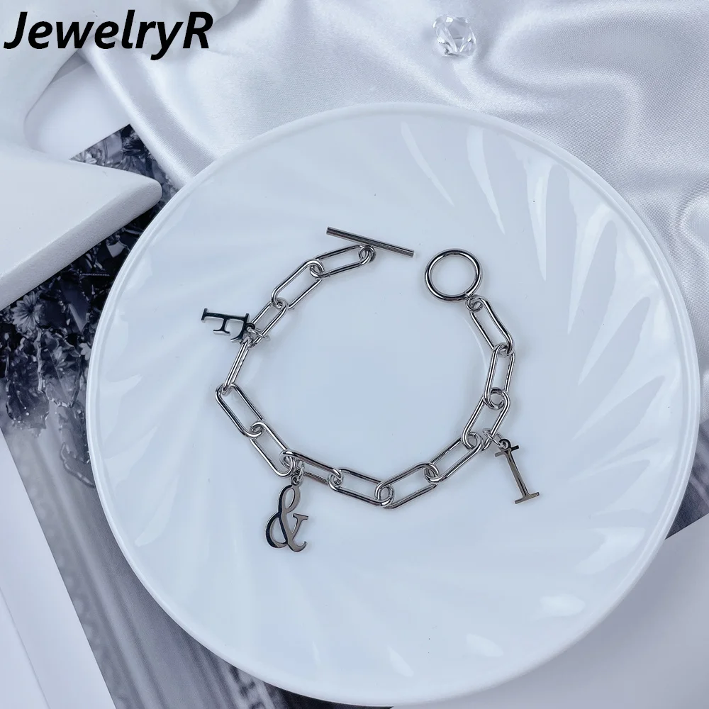 JewelryR Personailty Custom Letter Bracelets Initial Pendant Stainless Steel Clip Chain Couple Jewelry For Women Christmas Gifts 
JewelryR Personailty Custom Letter Bracelets Initial Pendant Stainless Steel Clip Chain Couple Jewelry For Women Christmas Gifts