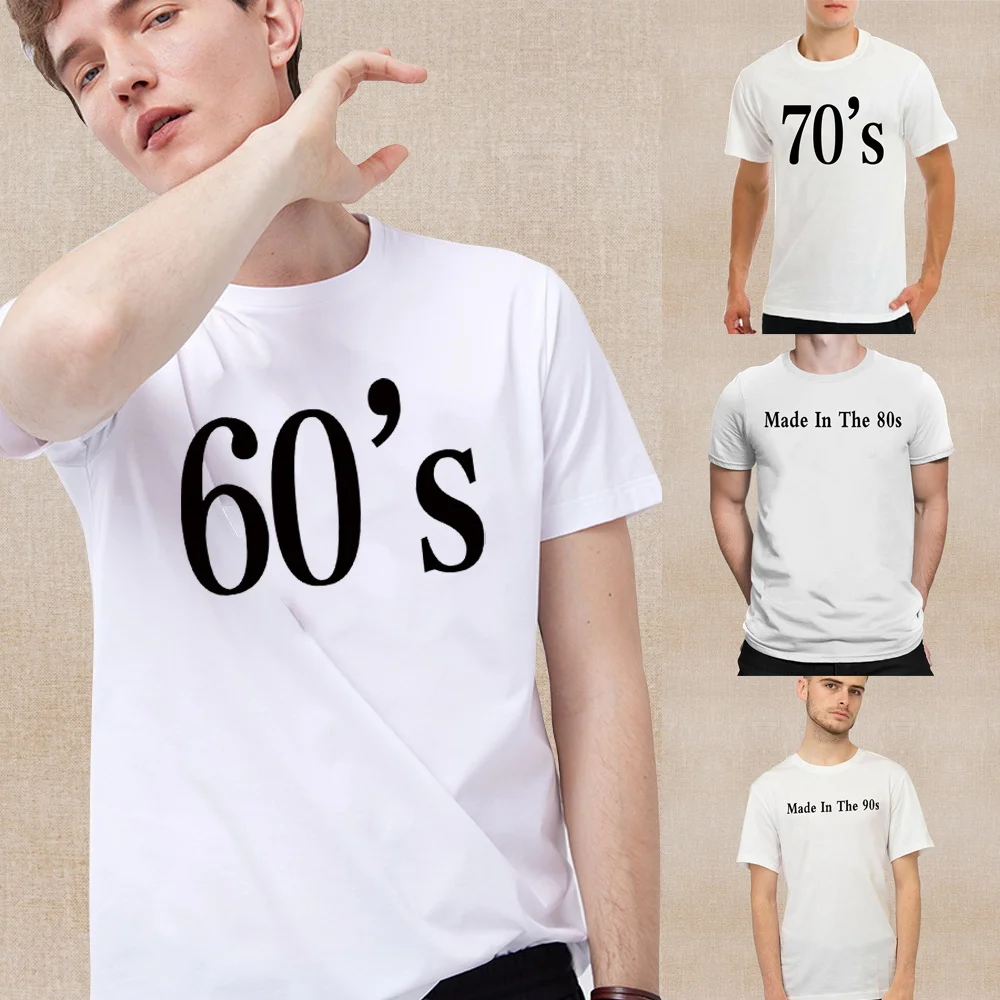 60s~90s Typeface Print Short Sleeve Tshirt Clothes Print Clothing Fashion O-neck Short Sleeve Stretched Youthful Comfortable Top 
60s~90s Typeface Print Short Sleeve Tshirt Clothes Print Clothing Fashion O-neck Short Sleeve Stretched Youthful Comfortable Top