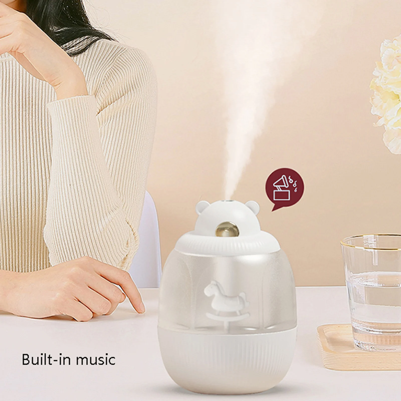 320ML Mini Humidifier LED Carousel Humidifier with Music Colorful Breathing Light Mist Humidifier for Office Home
320ML Mini Humidifier LED Carousel Humidifier with Music Colorful Breathing Light Mist Humidifier for Office Home