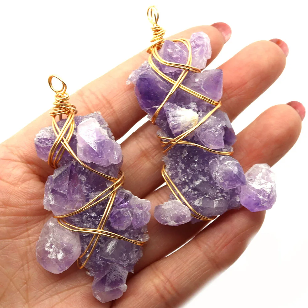 Exquisite Natural Stone Irregular Amethyst Pendant 30-65mm Wire Wrap Charm Fashion Jewelry Making DIY Necklace Earring Accessory
Exquisite Natural Stone Irregular Amethyst Pendant 30-65mm Wire Wrap Charm Fashion Jewelry Making DIY Necklace Earring Accessory