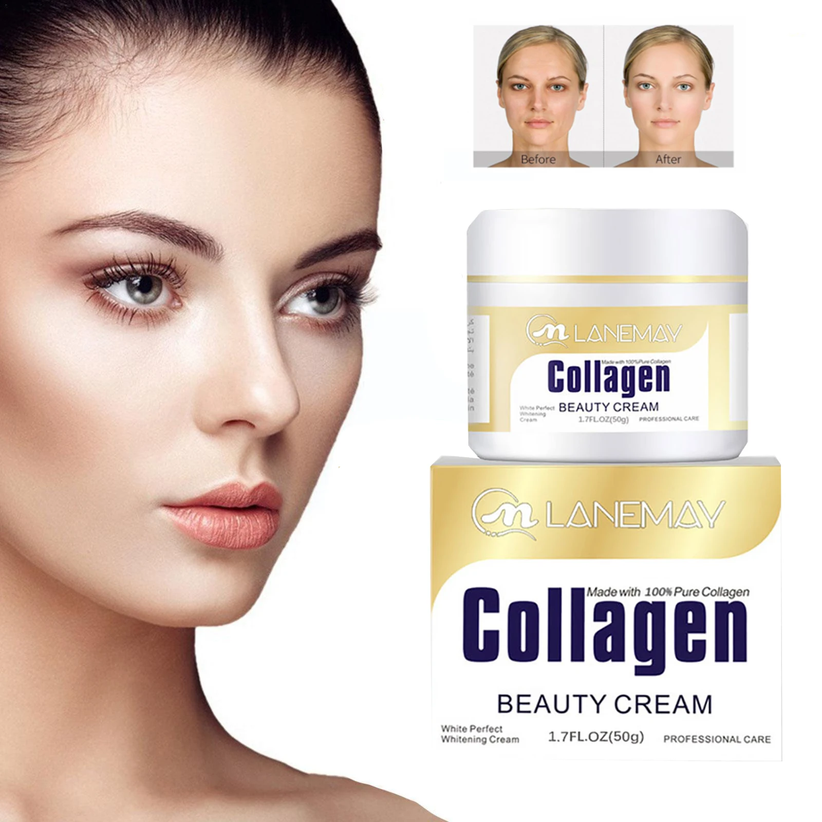 Collagen Anti-aging Cream Wrinkle Removal Fade Fine Lines Lifting Firming Whitening Moisturizing Nourishing Skin Care Products
Collagen Anti-aging Cream Wrinkle Removal Fade Fine Lines Lifting Firming Whitening Moisturizing Nourishing Skin Care Products
