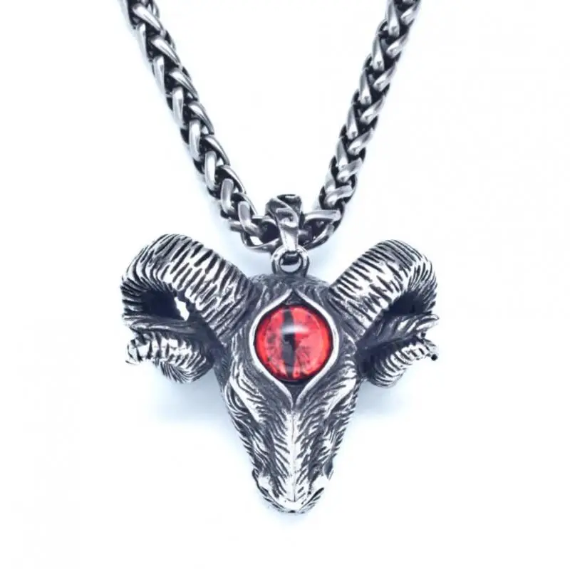 Gothic Red Devil Eye Sheep Head Pendant Necklace for Men Retro Punk Rock Party Jewelry 
Gothic Red Devil Eye Sheep Head Pendant Necklace for Men Retro Punk Rock Party Jewelry