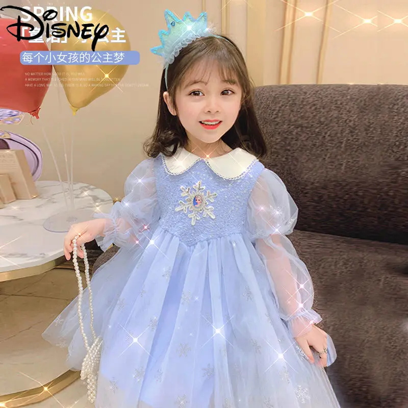 Disney Princess Elsa Children's Spring Summer Polyester Cartoon Sweet Doll Collar Dress Mesh Sleeves Sequins Pretty Skirt
Disney Princess Elsa Children's Spring Summer Polyester Cartoon Sweet Doll Collar Dress Mesh Sleeves Sequins Pretty Skirt