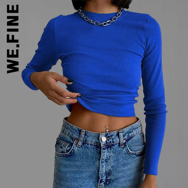 We.Fine Women Spring Ladies Clothing Solid Slim Knitted Skinny Sexy Cropped Long Sleeve Tops O Neck Ribber T Shirt Green 2022
We.Fine Women Spring Ladies Clothing Solid Slim Knitted Skinny Sexy Cropped Long Sleeve Tops O Neck Ribber T Shirt Green 2022