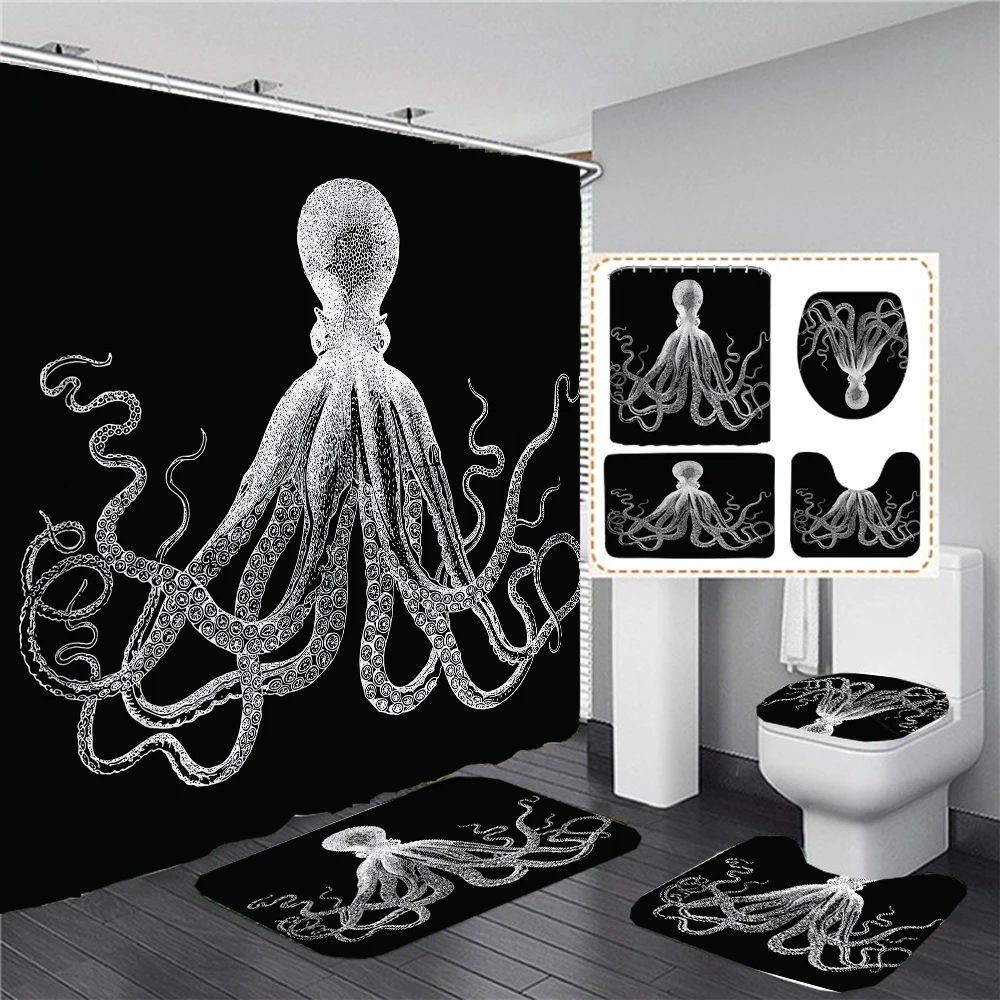 Ocean Underwater World Octopus 3D Printing Waterproof Shower Curtain Bathroom Curtain with Rug Toilet Cover Bath Mat Set Decor
Ocean Underwater World Octopus 3D Printing Waterproof Shower Curtain Bathroom Curtain with Rug Toilet Cover Bath Mat Set Decor