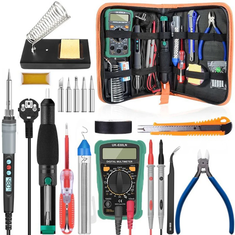 90W Electric Soldering Iron Set Solder Suction Tweezers Multimeter Kit Portable Digital Display Adjustable Temp Welding Tools
90W Electric Soldering Iron Set Solder Suction Tweezers Multimeter Kit Portable Digital Display Adjustable Temp Welding Tools