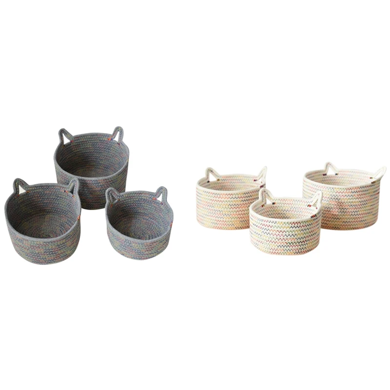 3PCS Cotton Rope Storage Basket Handmade Woven Dirty Clothes Laundry Basket Toys Desktop Sundries Organizer Hamper 
3PCS Cotton Rope Storage Basket Handmade Woven Dirty Clothes Laundry Basket Toys Desktop Sundries Organizer Hamper