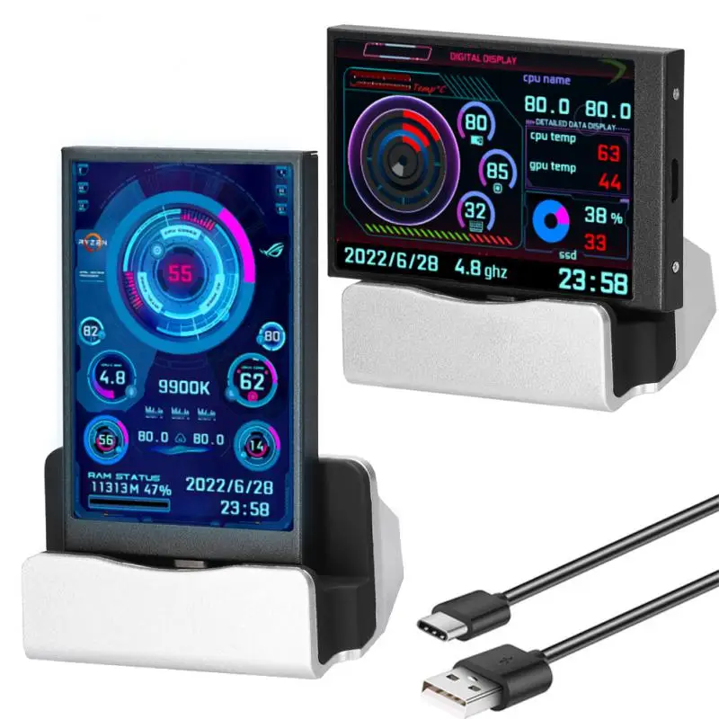 3.5 Inch IPS Type-C Secondary Screen Computer CPU GPU RAM HDD Monitor USB Display For Freely AIDA64 mini monitor
3.5 Inch IPS Type-C Secondary Screen Computer CPU GPU RAM HDD Monitor USB Display For Freely AIDA64 mini monitor