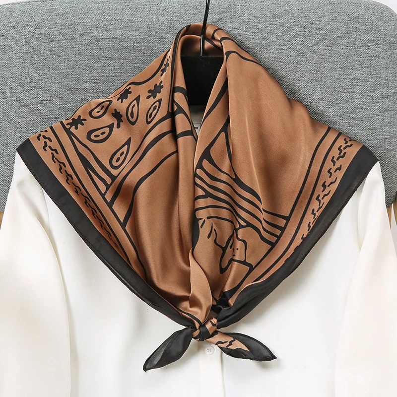 

2022 New 70x70 French Vintage Knight Horse Print Square Scarf Women's Fashion Luxury Headscarf Bib Bandana Turban Hijab Scarves