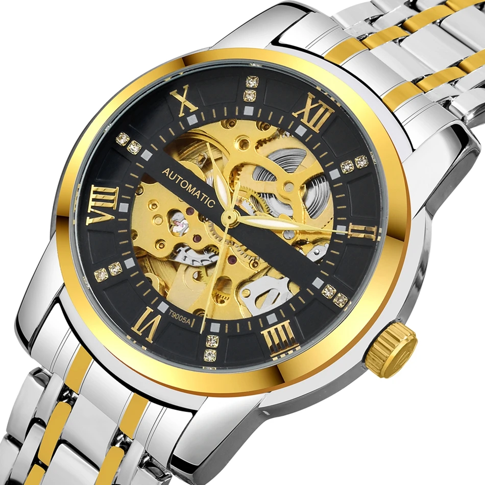 Hollow Automatic Watch Golden Case Luxury Designer Mens Watches Top Brand Crystal Diamond Dial Mechanical Skeleton Watch for Men
Hollow Automatic Watch Golden Case Luxury Designer Mens Watches Top Brand Crystal Diamond Dial Mechanical Skeleton Watch for Men