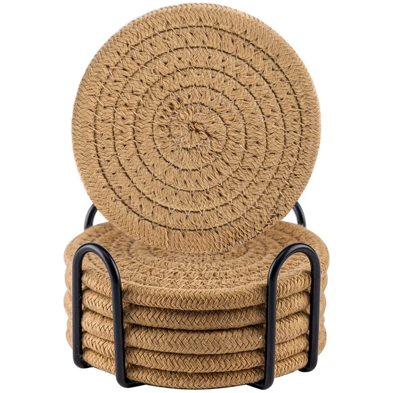 HOT-Coaster With Stand Retro Woven Coaster Suitable For Table Protection Absorbent Coaster Hand-Woven Fabric Coaster
HOT-Coaster With Stand Retro Woven Coaster Suitable For Table Protection Absorbent Coaster Hand-Woven Fabric Coaster