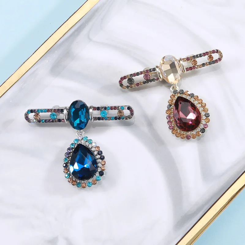 

Exaggerated Teardrop Brooch Pins Lady Fashion Crystal Pendant Dual-purpose Unisex Corsage Stylish Versatile Vintage Accessory