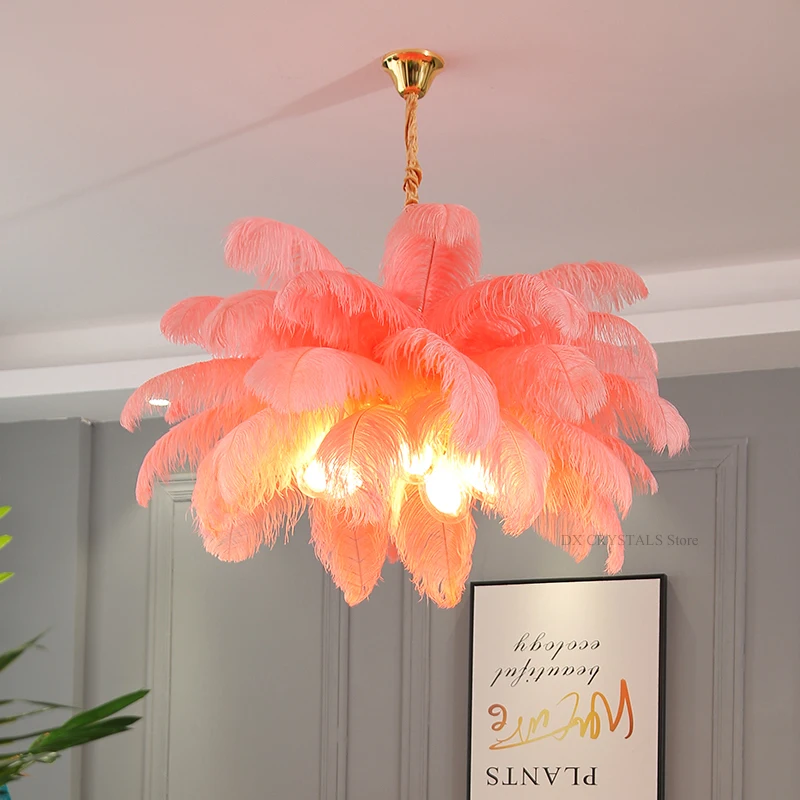 Роскошный подвесной светсветильник льник с перьями освещение для гостиной