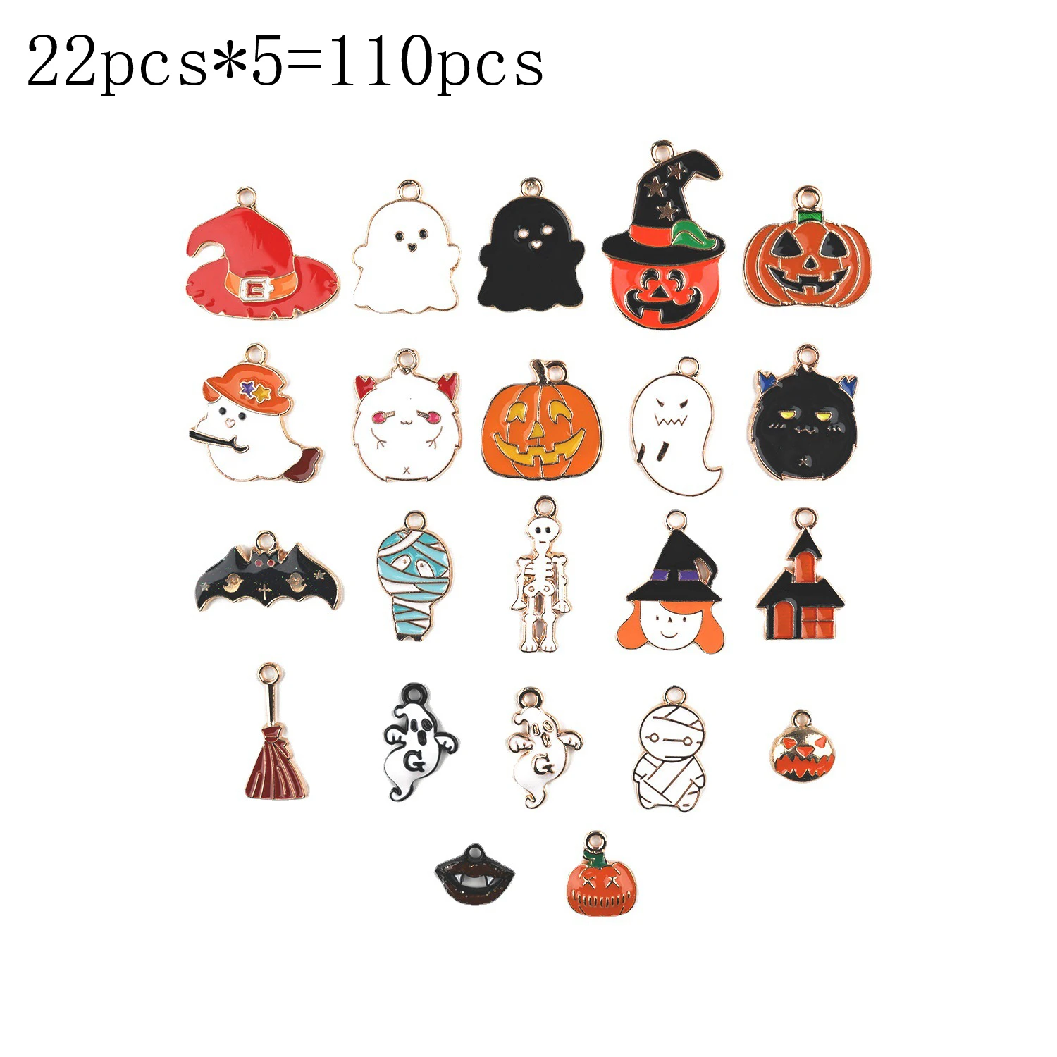 110PCS Halloween Pendant Making Accessories Enamel Bat Pumpkin Ghost Witch Skull DIY Charm Alloy Necklace Earring Pendants
110PCS Halloween Pendant Making Accessories Enamel Bat Pumpkin Ghost Witch Skull DIY Charm Alloy Necklace Earring Pendants