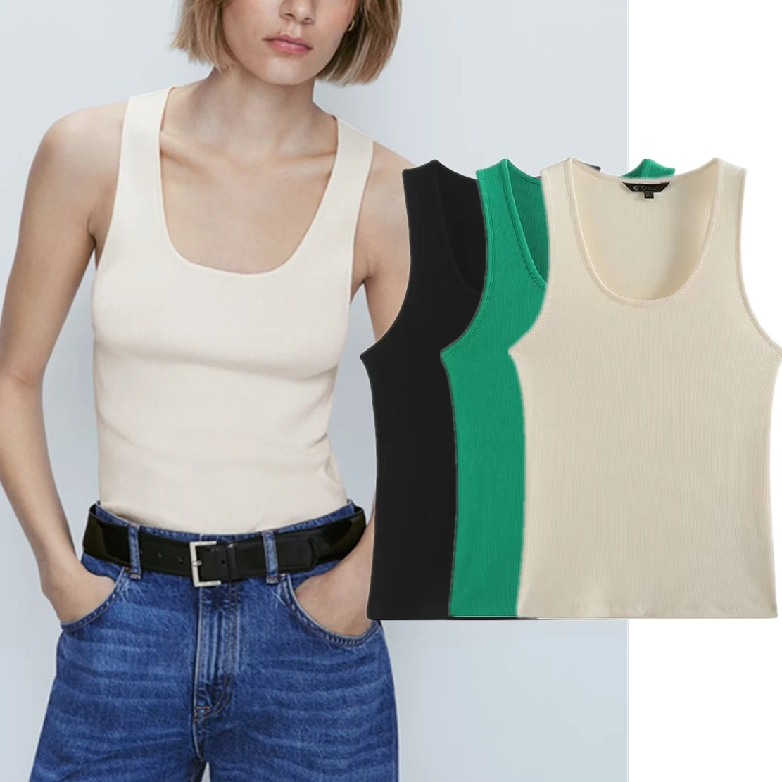 Withered Japanese Style Multicolor Solid Fashion Tank Tops Rib Knitted Basic Tshirts Women 2023 Summer
Withered Japanese Style Multicolor Solid Fashion Tank Tops Rib Knitted Basic Tshirts Women 2023 Summer