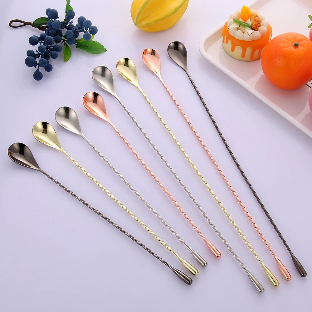 1PC Long Handle Stainless Steel Spiral Cocktail Spoons Teadrop Scoops Bartender Stirring Tools Kitchen Supplies Accessories
1PC Long Handle Stainless Steel Spiral Cocktail Spoons Teadrop Scoops Bartender Stirring Tools Kitchen Supplies Accessories