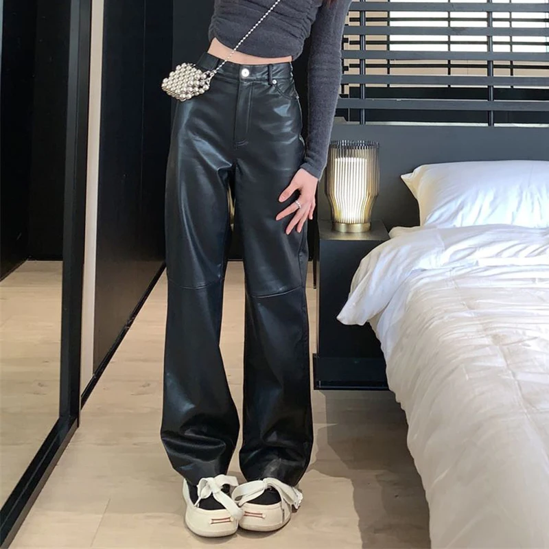 Jmprs Streetwear Fashion Women Black Pu Pants Korean High Waist Straight Faux Leather Trousers All Match Harajuku Casual Pant
Jmprs Streetwear Fashion Women Black Pu Pants Korean High Waist Straight Faux Leather Trousers All Match Harajuku Casual Pant