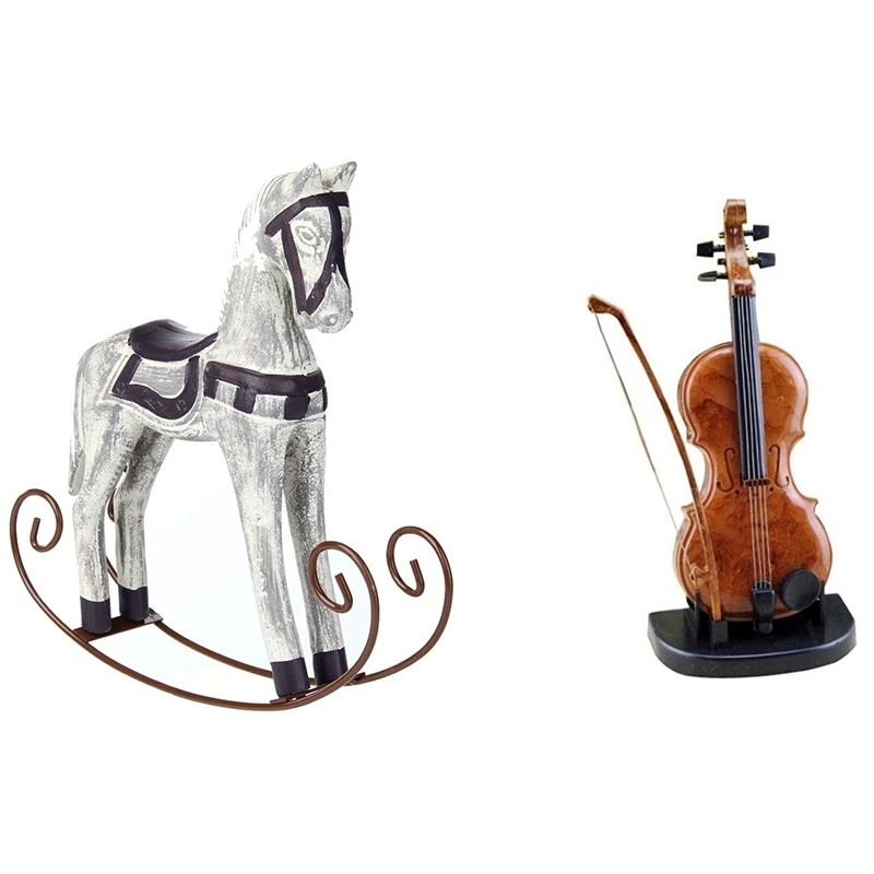 

1 шт. музыкальная шкатулка для скрипки ручной работы, украшение музыкальной шкатулки и 1 шт. статуя «Троянская лошадь», Свадебный декор, дере...