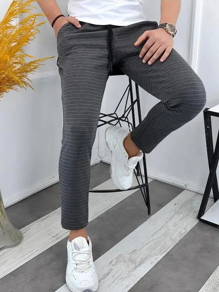 2022 Spring Summer Business Casual Mid Waist Drawstring Trousers For Mens Fashion Striped Slim Pants Men Pencil Pants Streetwear
2022 Spring Summer Business Casual Mid Waist Drawstring Trousers For Mens Fashion Striped Slim Pants Men Pencil Pants Streetwear