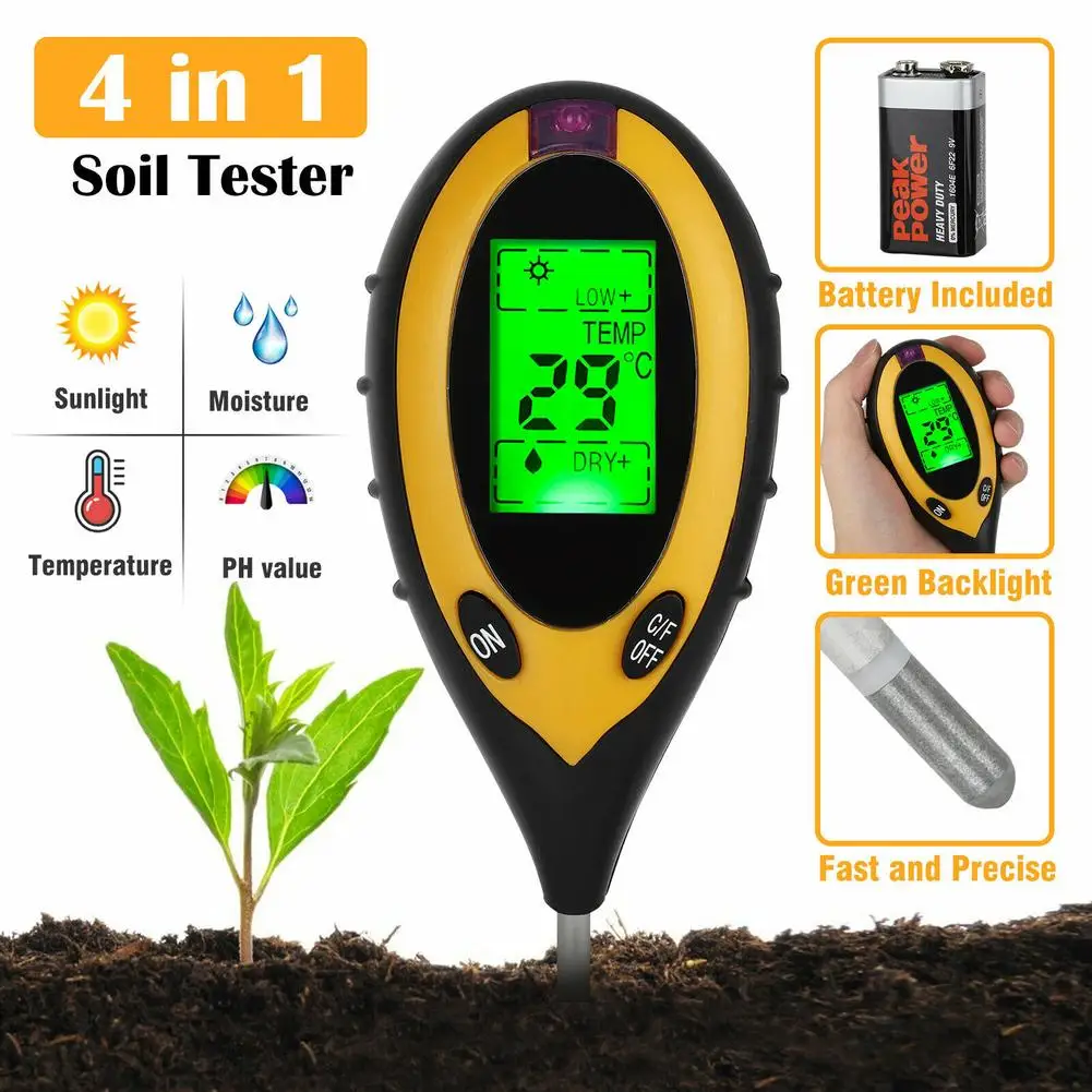 New 4 in 1 PH Light Moisture Acidity Tester Soil Tester Moisture Meter Plant Soil Tester for Gardening with Backlight Dropship
New 4 in 1 PH Light Moisture Acidity Tester Soil Tester Moisture Meter Plant Soil Tester for Gardening with Backlight Dropship