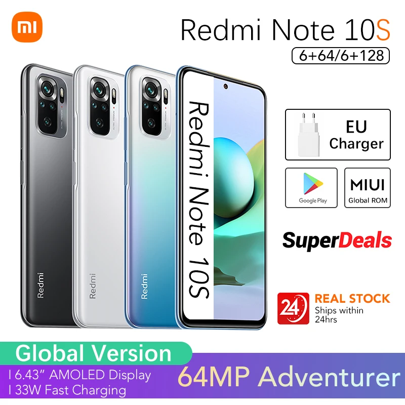 Xiaomi Redmi Note 10S Global Version 128GB/256GB Smartphone Helio G95 Octa Core 64MP Quad Camera 33W Charge 5000mAh Battery
Xiaomi Redmi Note 10S Global Version 128GB/256GB Smartphone Helio G95 Octa Core 64MP Quad Camera 33W Charge 5000mAh Battery