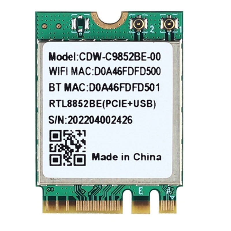 RTL8852BE AX1800 Dual Band 2.4G/5G Wireless Wifi 6 Card Network NGFF M.2 Card 802.11AX BT 5.0 For Laptop/PC
RTL8852BE AX1800 Dual Band 2.4G/5G Wireless Wifi 6 Card Network NGFF M.2 Card 802.11AX BT 5.0 For Laptop/PC