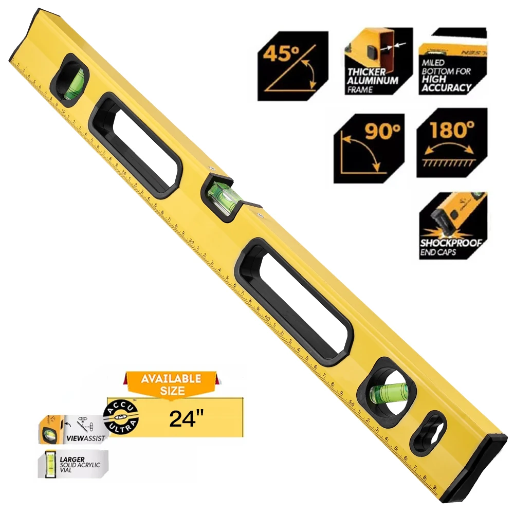 High Precision Spirit Level Magnetic High Bearing Ruler Lever Bubbles Rustproof Horizontal Ruler Spirit Level Balance Ruler
High Precision Spirit Level Magnetic High Bearing Ruler Lever Bubbles Rustproof Horizontal Ruler Spirit Level Balance Ruler