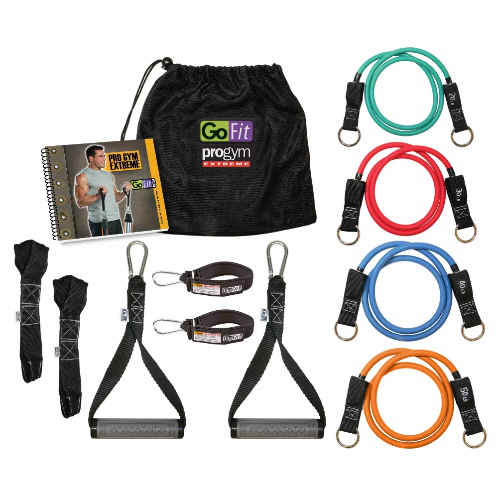 

Pro Gym Extreme Portable Home Gym Set Exercise Resistance Tubes Band with Handles, Ankle Straps and Door Anchors Home Gym