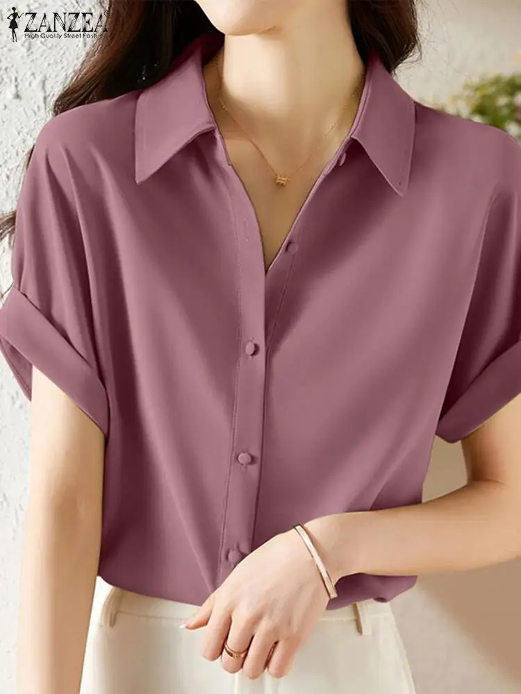 ZANZEA Female Elegant Solid Shirt Summer Short Sleeve Lapel Neck Blouse Woman OL Work Tunic Tops Korean Fashion Chemise
ZANZEA Female Elegant Solid Shirt Summer Short Sleeve Lapel Neck Blouse Woman OL Work Tunic Tops Korean Fashion Chemise