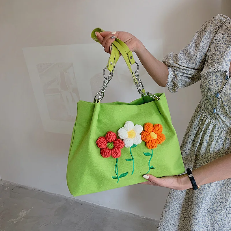 Canvas Knit Embroidered Flower Ladies Tote Bag Large Capacity Casual Shoulder Bag Female College Student's Casual Shoulder Bag
Canvas Knit Embroidered Flower Ladies Tote Bag Large Capacity Casual Shoulder Bag Female College Student's Casual Shoulder Bag