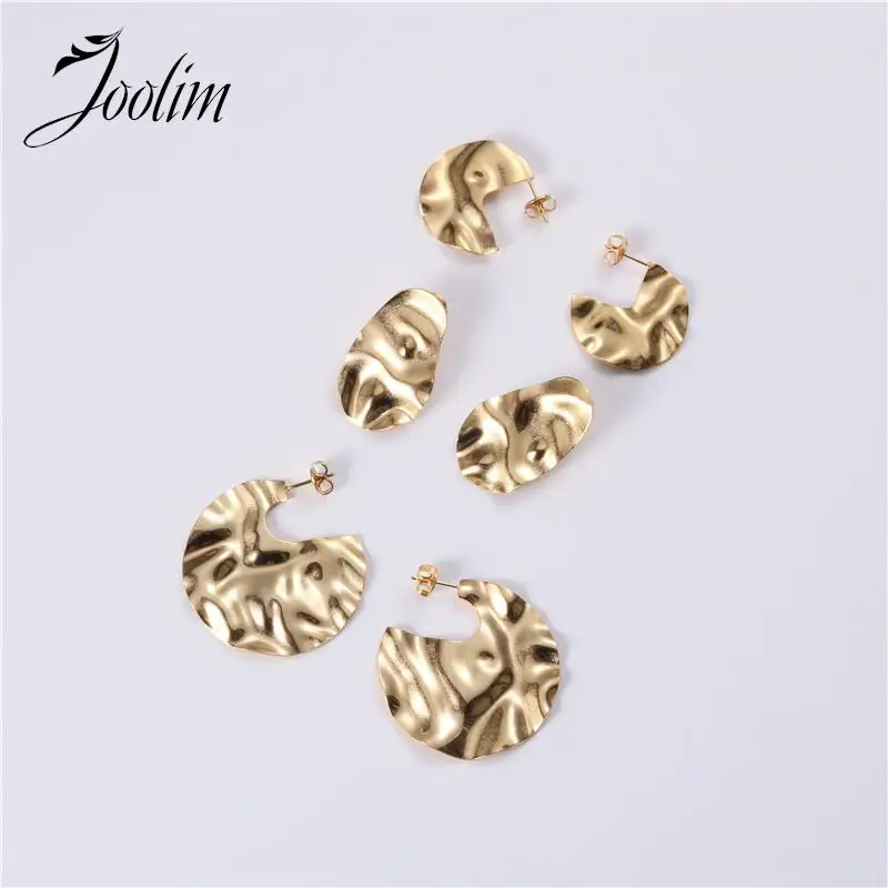 JOOLIM Jewelry PVD Wholesale Tarnish Free Exaggerated Vintage Creative Designer Tin Foil Hoop Stainless Steel Earring For Women
JOOLIM Jewelry PVD Wholesale Tarnish Free Exaggerated Vintage Creative Designer Tin Foil Hoop Stainless Steel Earring For Women