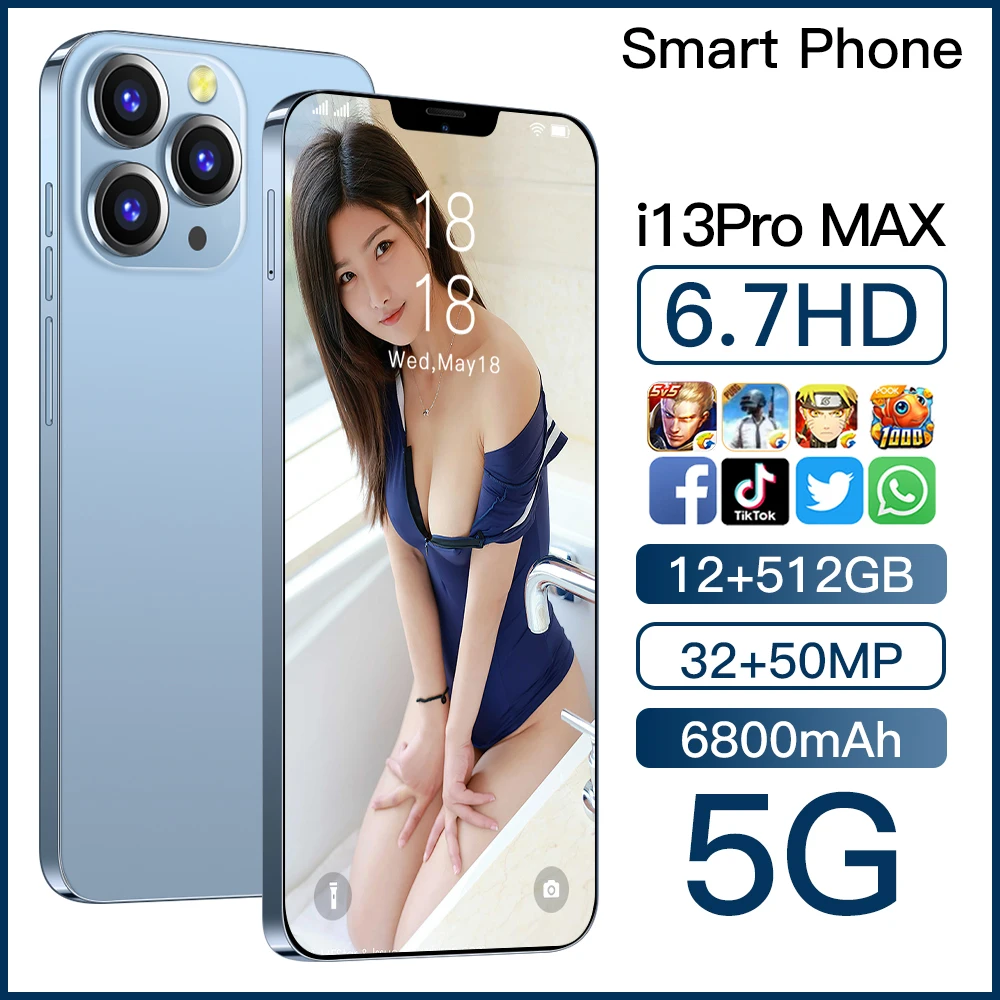 New Cellphone i13 Pro Max 6.7 Inch U Screen 4G 5G Smartphone 12GB+256GB Celular Mobilephone Celulares Android 11 Cheap Mobiles
New Cellphone i13 Pro Max 6.7 Inch U Screen 4G 5G Smartphone 12GB+256GB Celular Mobilephone Celulares Android 11 Cheap Mobiles