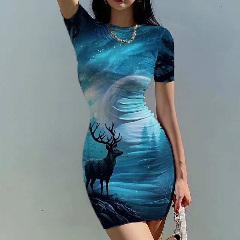 Summer new lady slim dress deer moon 3D printed lady dress beautiful lady slim dress fashion trend lady slim dress
Summer new lady slim dress deer moon 3D printed lady dress beautiful lady slim dress fashion trend lady slim dress