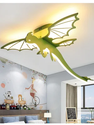 

Dinosaur green three-dimensional fire-breathing dragon lovely ceiling lamp creative cartoon boy bedroom pterosaur ceiling lamp
