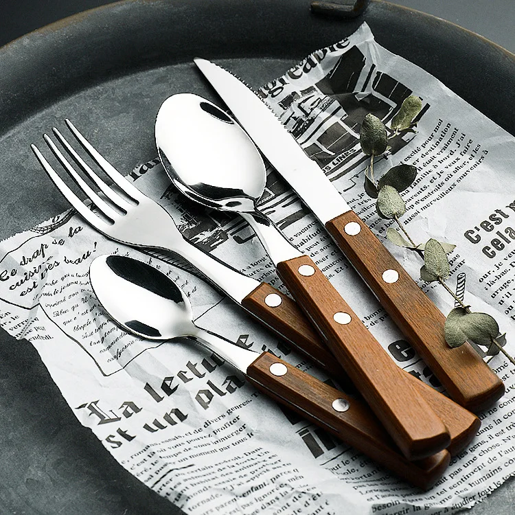 304 Stainless Steel Original Solid Wood Handle Western Knife Fork Spoon Creative Wooden Western Tableware Gift Set
304 Stainless Steel Original Solid Wood Handle Western Knife Fork Spoon Creative Wooden Western Tableware Gift Set