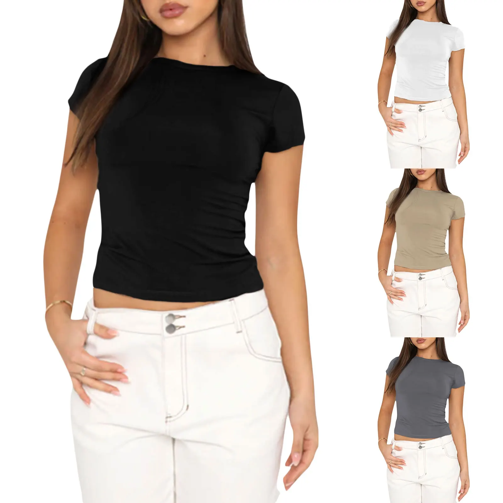 Футболка женская однотонная с круглым вырезом, модная Базовая рубашка с длинным рукавом, приталенный силуэт, уличная одежда, весна-осень
Футболка женская однотонная с круглым вырезом, модная Базовая рубашка с длинным рукавом, приталенный силуэт, уличная одежда, весна-осень