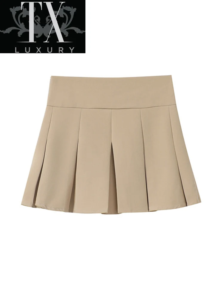 Khaki Tennis Pleated Mini Woman Casual Solid High Waist Shorts Skirts Summer Preppy Style Korean Fashion A-line Jupe Lady 
Khaki Tennis Pleated Mini Woman Casual Solid High Waist Shorts Skirts Summer Preppy Style Korean Fashion A-line Jupe Lady