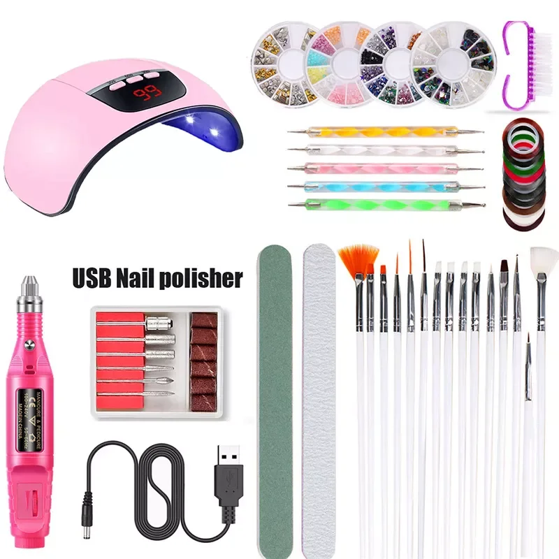 NEW2023 Nails Sets 45W USB UV Gel Lamp Polishing Machine Drill Nail Sticker Silver Lines Polished Block Nail Brushes Tool Set TS
NEW2023 Nails Sets 45W USB UV Gel Lamp Polishing Machine Drill Nail Sticker Silver Lines Polished Block Nail Brushes Tool Set TS